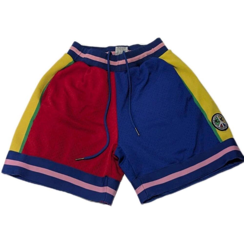 Cross Colours Shorts Mens Small Multi Colorblock Mesh Basketball Drawstring
